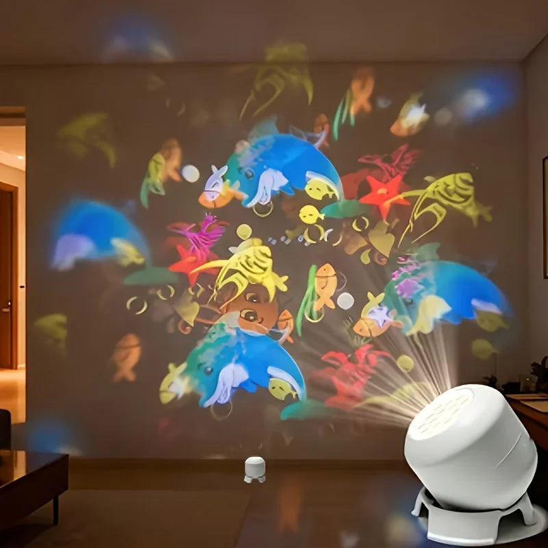 360° Rotating Galaxy Ocean Star Projector Night Light, Dynamic Projection Lamp, LED Ambient Light, Birthday Christmas Gift for K
