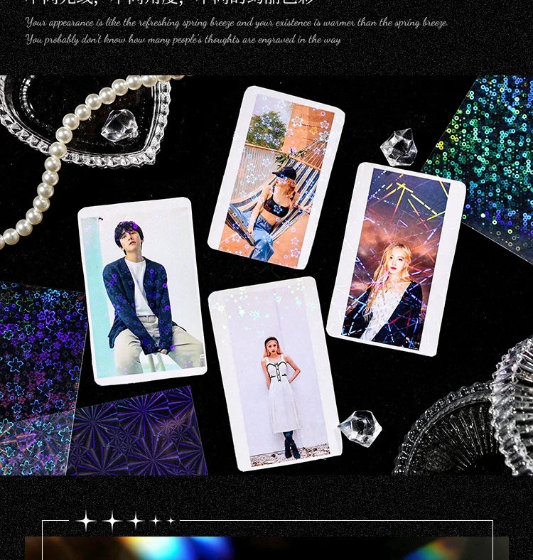6sheets Neon Cosmos Series Ins Laser Flash Film PET Sticker DIY Scrapbooking Decorative Aesthetic Stationery Sticker