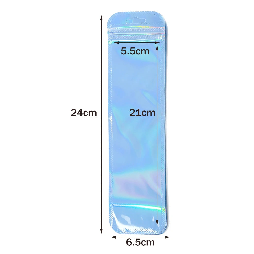 50pcs Holographic Zipper Small Jewelry Bag Pouch For Bead Earring Food Storage Small Business Entrepreneurship Packaging Display