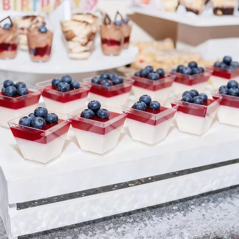 50/100PCS 2OZ Disposable Trapezoidal Dessert Cup Transparent Plastic Trapezoidal Cup Ice Cream Dessert Container Party Wedding