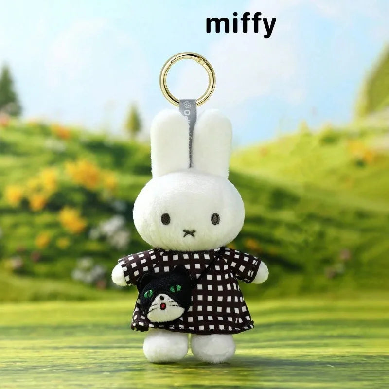 Miffy Travel Series Plush Keychain - Cute Soft Stuffed Bunny Bag Charm, Kawaii Collectible Pendant Gift for Fans