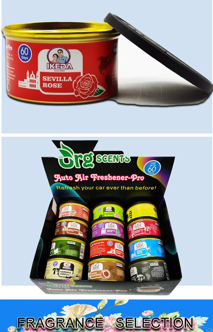 Car Air Freshener: 12 Kinds Scent | Organic Cans | Odor Eliminator Essential | Long-Lasting | Strong Fragrance | For Home