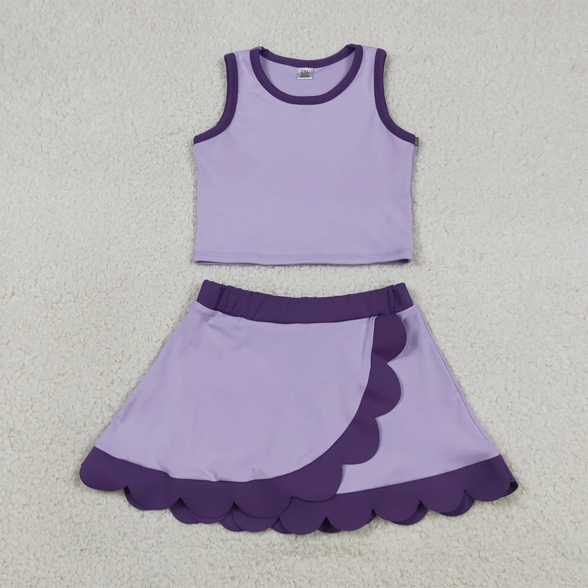 Summer Sibling Baby Girl Clothes Sets Sleeveless Vests Top Scallop Skirt Shorts Yoga Mother Kids Comfy Outfit Clothing Wholesale