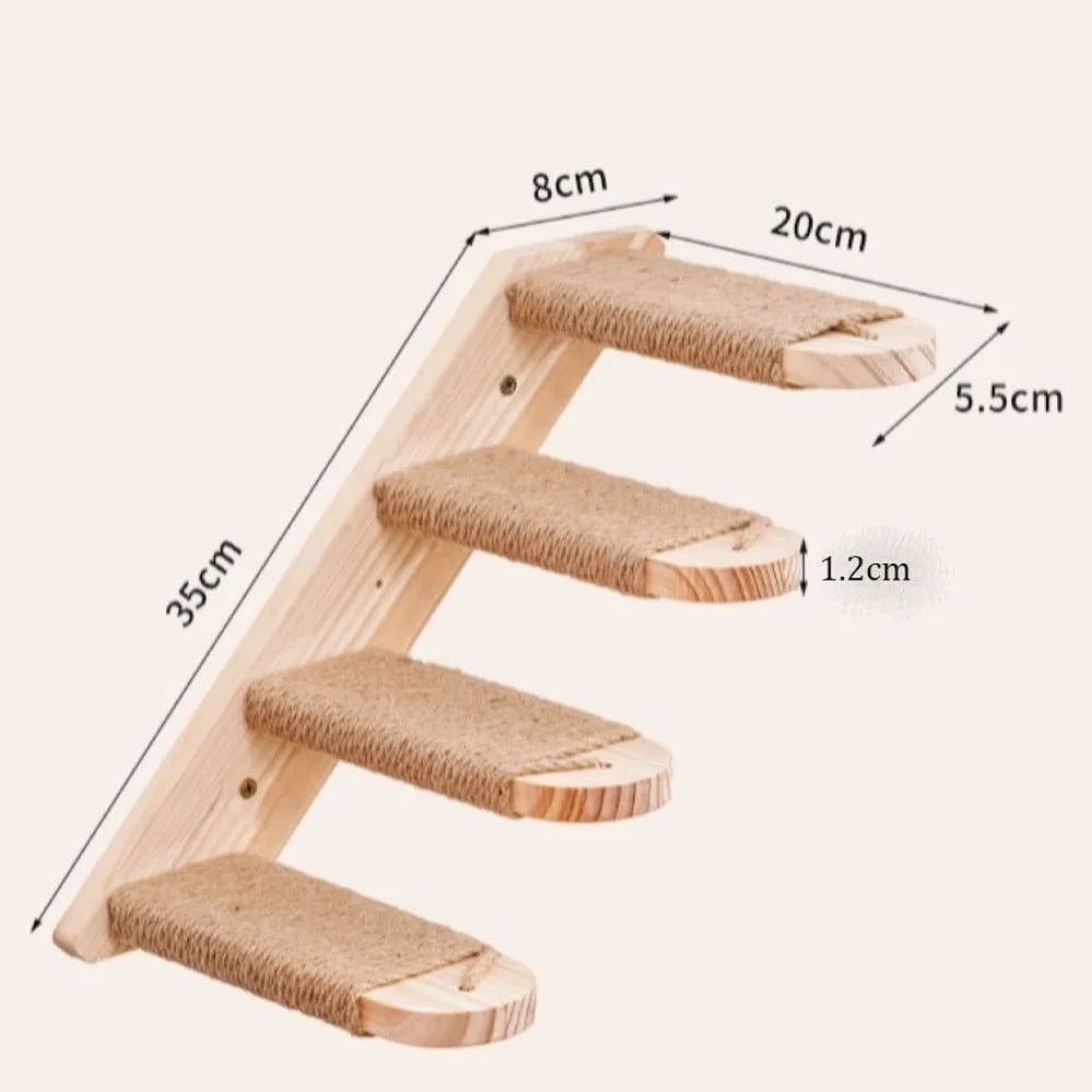 1pc/4pcs Wooden Cat Climbing Shelves Pet Stairs Toy Sisal Cover Cat Scratcher Furniture Wall Mounted Cat Wall Shelves Home Decor