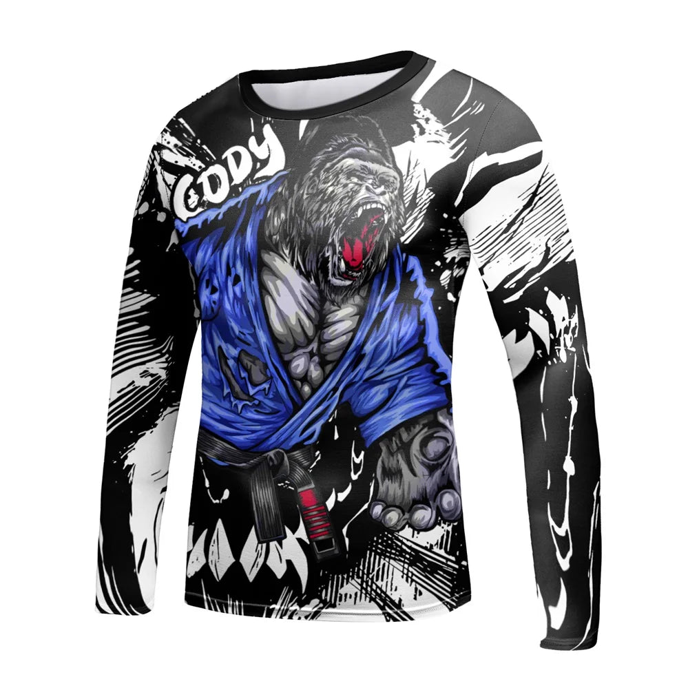 Compression Jersey MMA BJJ Fashion Boys Sets Baby Girl Clothing Set Kids Shorts Sports Bear Sweatshirt Pants 4Pcs Suits Outfits