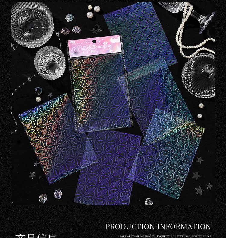 6sheets Neon Cosmos Series Ins Laser Flash Film PET Sticker DIY Scrapbooking Decorative Aesthetic Stationery Sticker