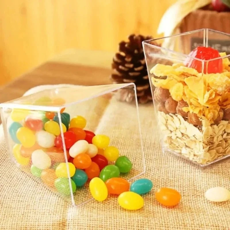 50/100PCS 2OZ Disposable Trapezoidal Dessert Cup Transparent Plastic Trapezoidal Cup Ice Cream Dessert Container Party Wedding