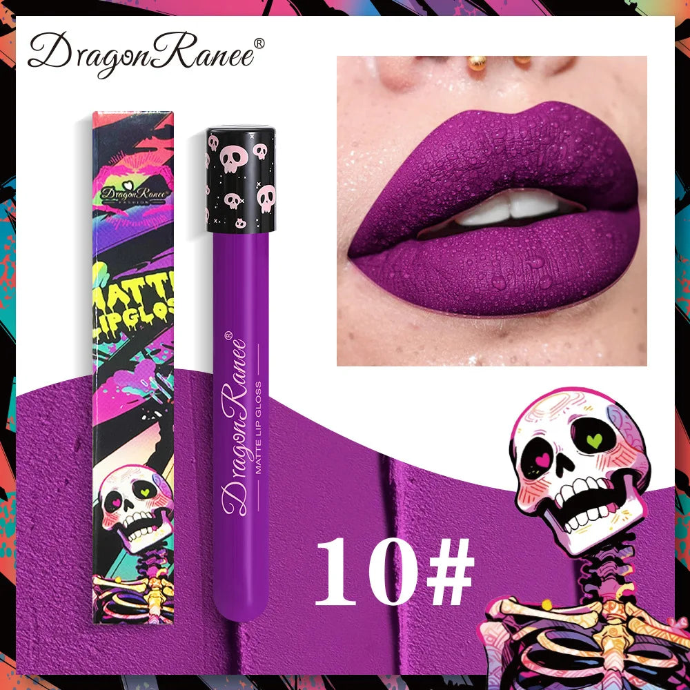 12 Color Halloween Lip Gloss Makeup Black Green Purple Lipstick Christmas Tint Moisturizer Waterproof Matte Lipstick Lip Pigment