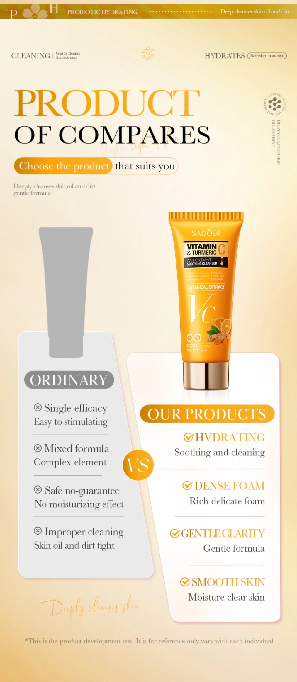 Vitamin C Turmeric Cleansing Milk Refreshing,  Soothing and Moisturizing Skin Plant Extract Warm Moisturizing Cleansing Milk