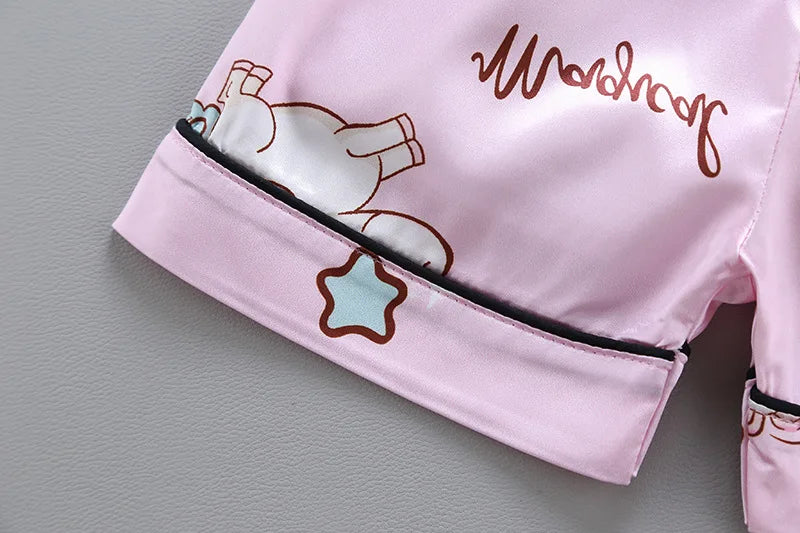 Unicorn Baby Girls Pajamas Clothing Set Summer New Cartoon Pattern Lapel T-shirt+Short Pants 2Pcs Suit For 1-5Y Kids Home Wear