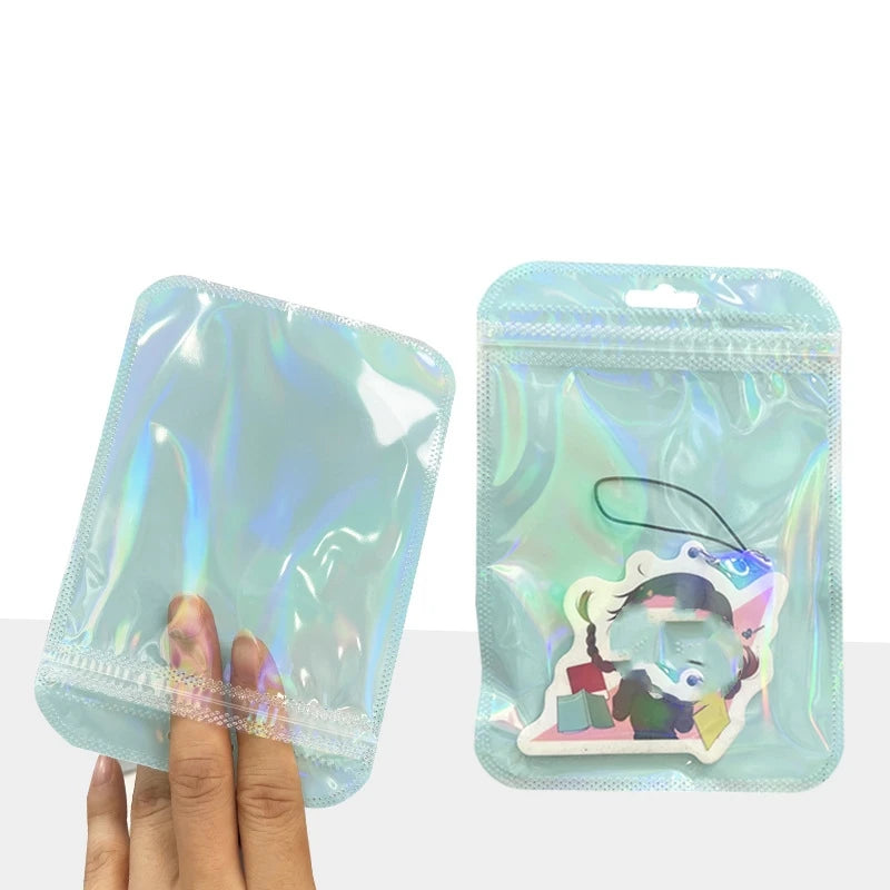 50pcs Holographic Zipper Small Jewelry Bag Pouch For Bead Earring Food Storage Small Business Entrepreneurship Packaging Display