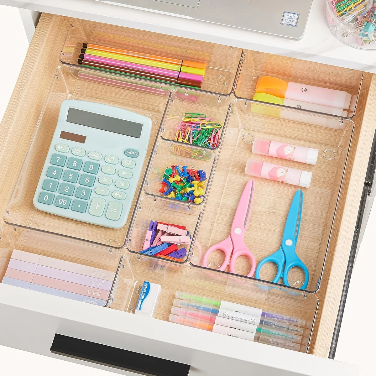 Drawer Organizers Clear Plastic Tub Containers for Bathroom Dressing Table Storage, Home Organization Makeup Kit