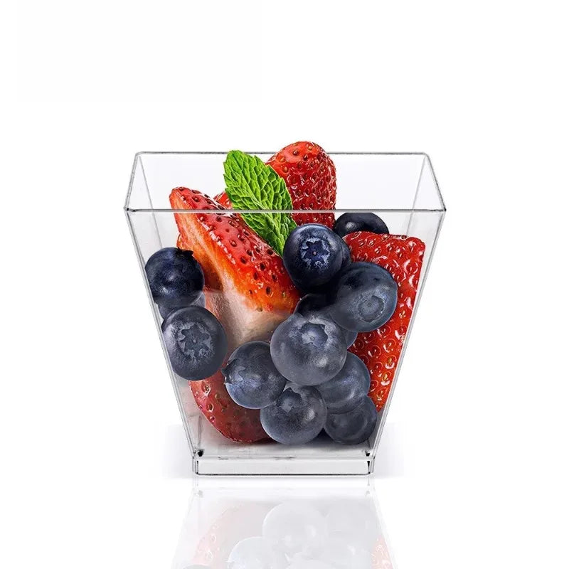 50/100PCS 2OZ Disposable Trapezoidal Dessert Cup Transparent Plastic Trapezoidal Cup Ice Cream Dessert Container Party Wedding