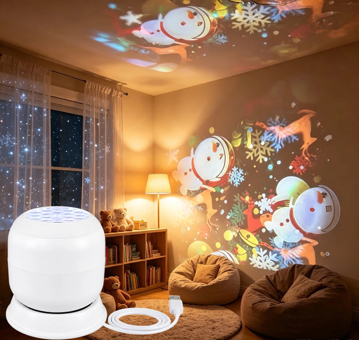 360° Rotating Galaxy Ocean Star Projector Night Light, Dynamic Projection Lamp, LED Ambient Light, Birthday Christmas Gift for K