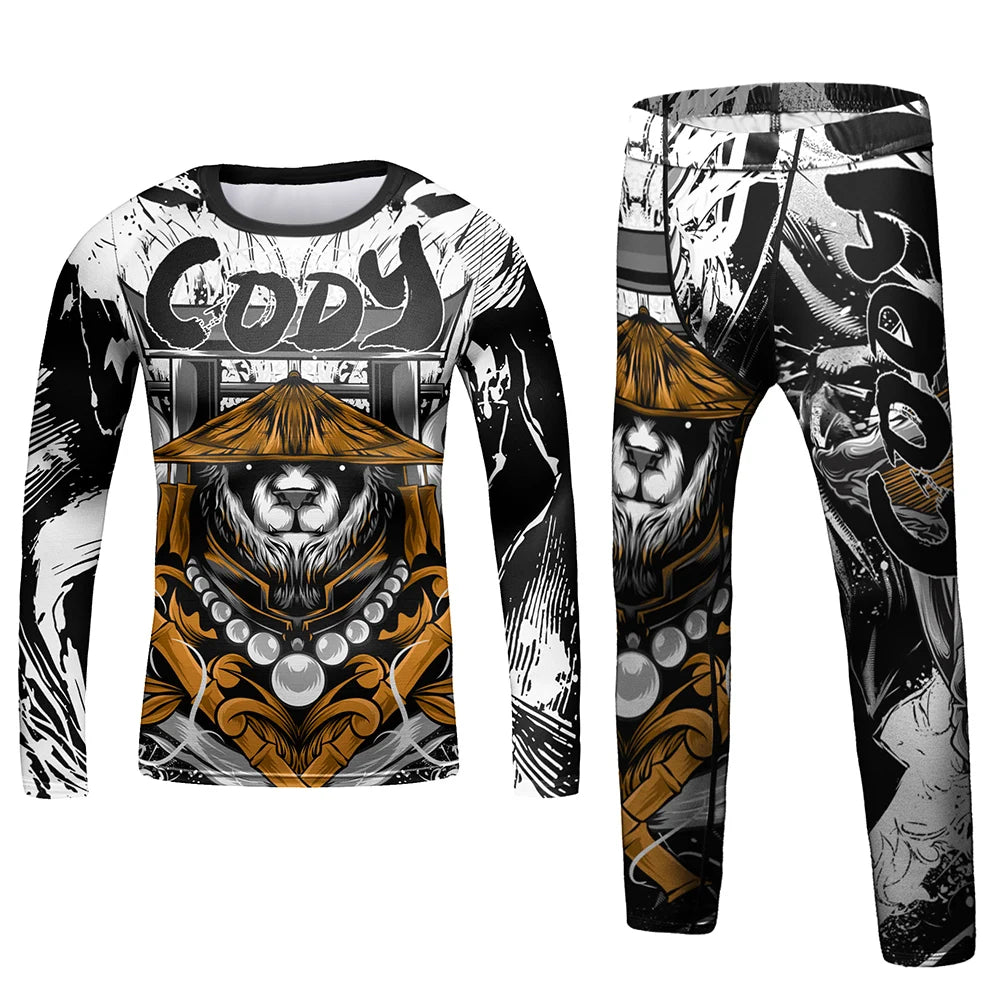 Compression Jersey MMA BJJ Fashion Boys Sets Baby Girl Clothing Set Kids Shorts Sports Bear Sweatshirt Pants 4Pcs Suits Outfits