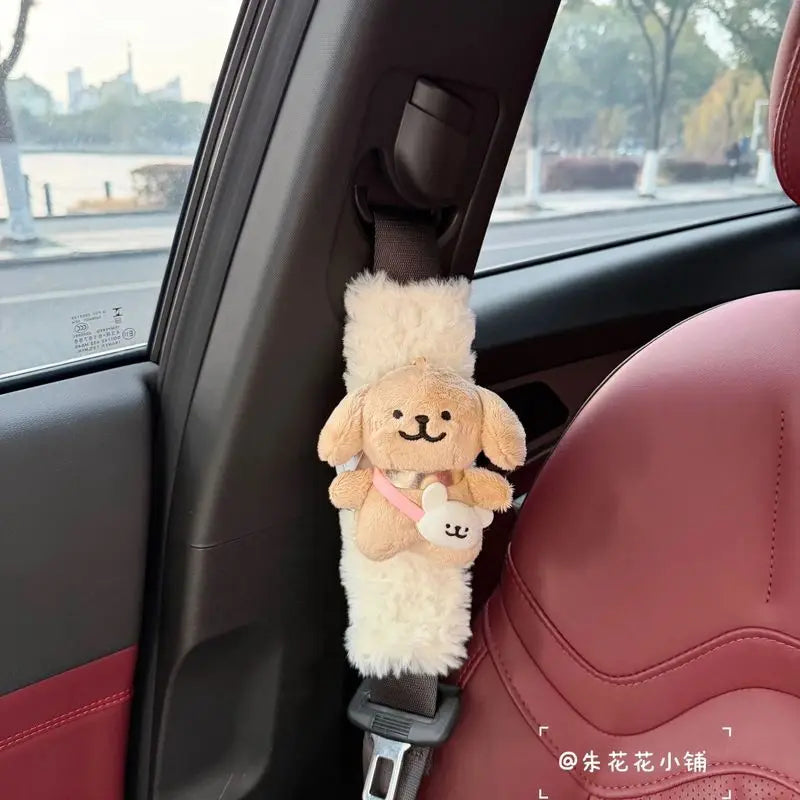 Car Seat Belt Shoulder Pad Plush Cute Maltese Anti Strangulation Neck Protection Car Interior Decoration Lovely Gift For Adult
