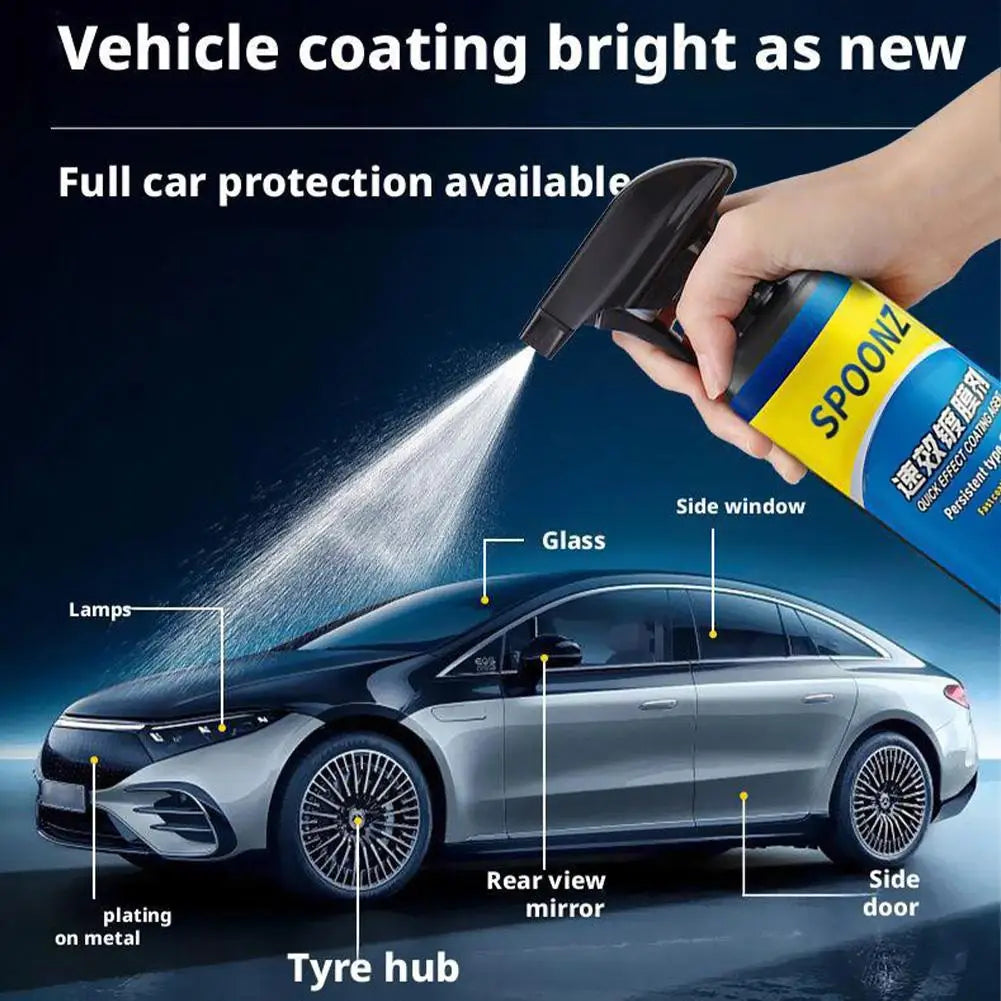 3in1 Car Spray Quick Coat Waterless Wash Long Lasting Protection for Auto Paint Plastic Glass Restores Shine Prevents Oxidation