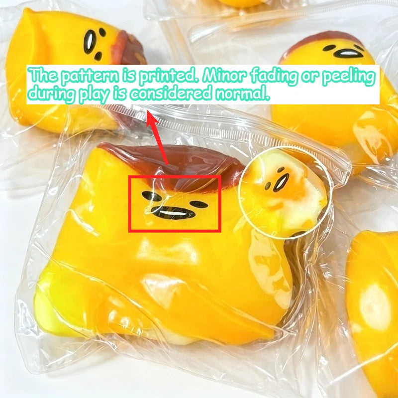 Squsihy Taba Fluid Printed Caramel Pudding Squeeze Toy Egg-shaped Squishy Toy Cute Slow-Rebound Egg Stress Relief Fidget Toy