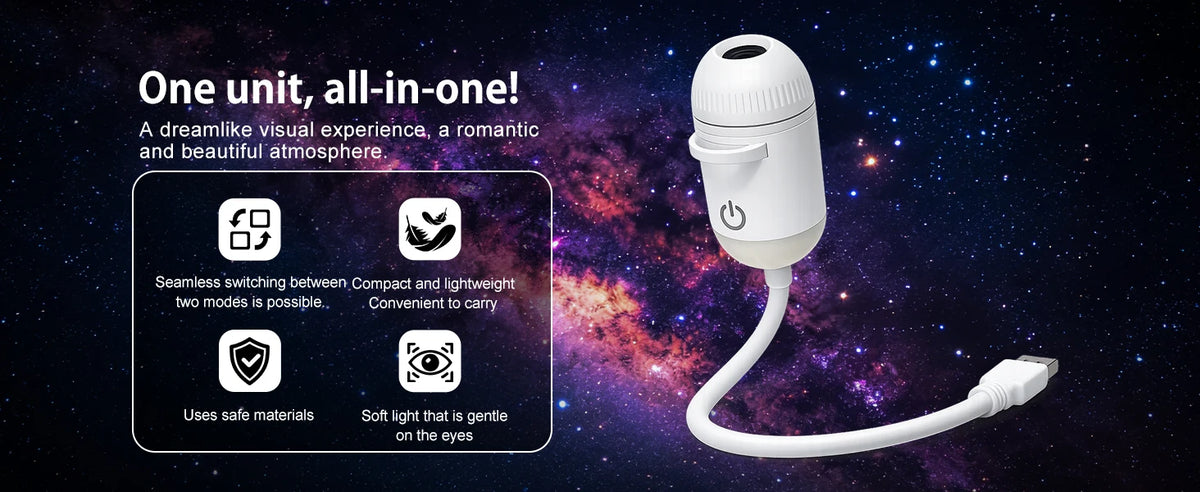 Mini Galaxy Star Projector 2 in 1 Night Light Home Background Atmosphere Light Bedroom Car Space Decor Party Children's Gift
