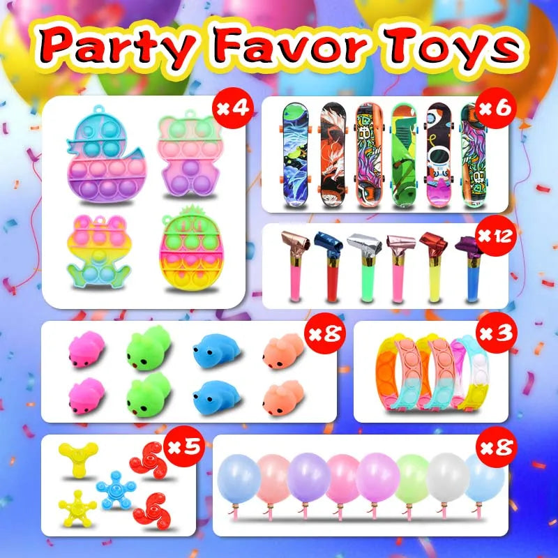 Kids Fidget Toys Party Favors Pack - Sensory Set Gifts with Stickers Goodie Bag Fillers Treasure Box Classroom Prizes for School