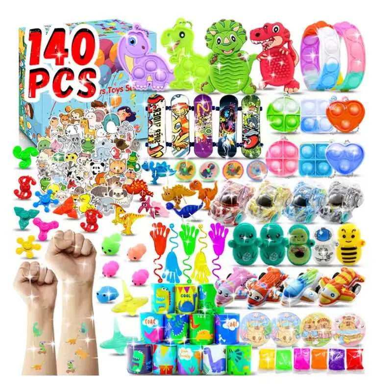 Kids Fidget Toys Party Favors Pack - Sensory Set Gifts with Stickers Goodie Bag Fillers Treasure Box Classroom Prizes for School
