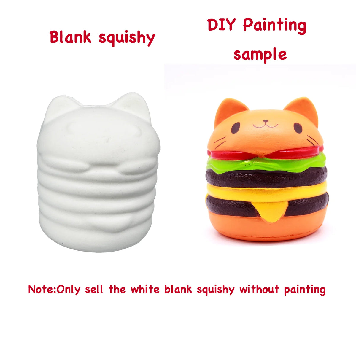 DIY Blank Squishy Toys,Slow Rise White Squishy Antistress Anxiety Anti Stress Relief Toys For Kids Children Painting ADHD Autism