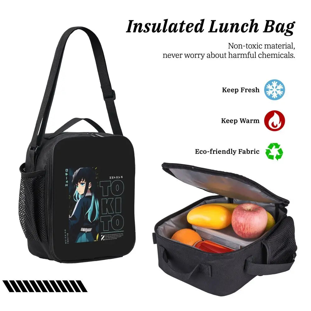 Muichiro Tokito Demon Slayer Backpack Boys Girls BookBag School Bag Laptop Shoulder Bags 3ps Insulated Lunch Bag Pencil Case