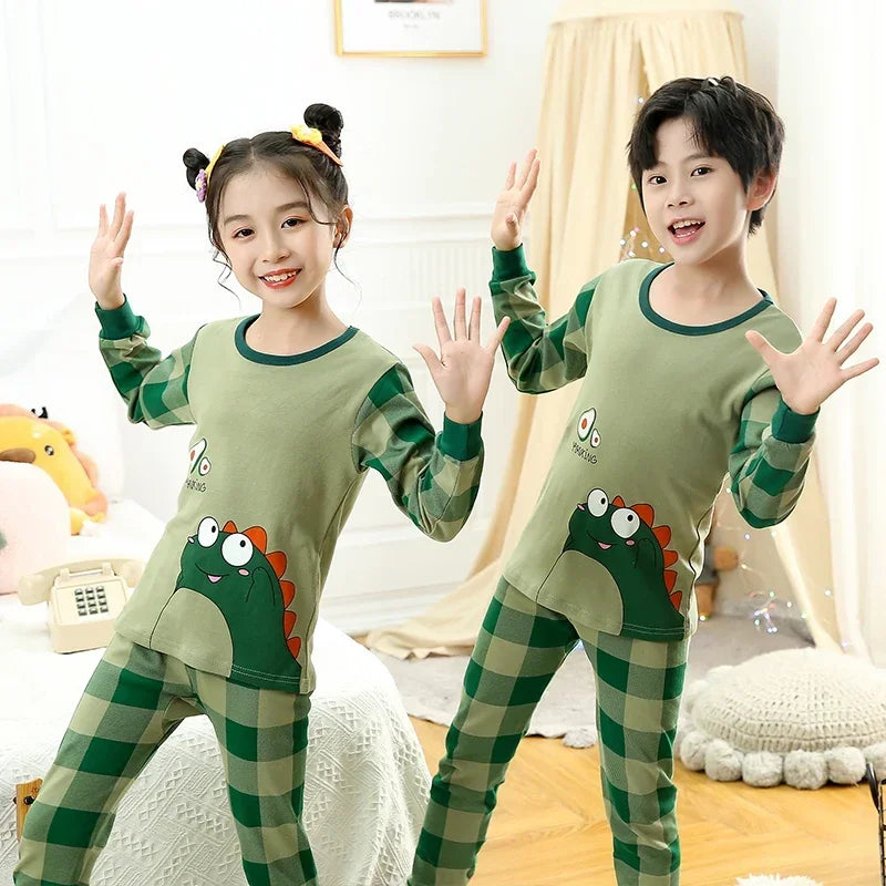 Kids Pajamas for Boys 2 3 4 5 6 7 8 9 10 11 12 14 Years Cotton Sleepwear Set Dinosaur Pyjamas Green Children Pijamas Clothing