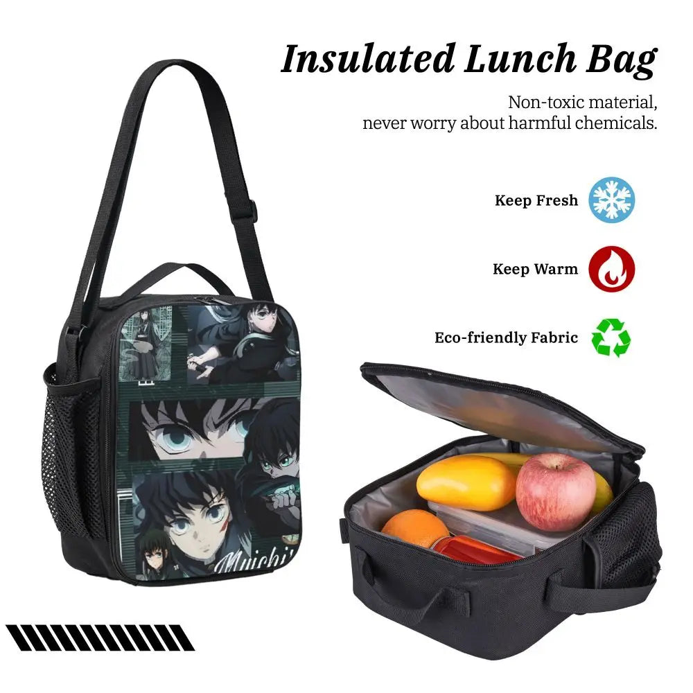 Muichiro Tokito Demon Slayer Backpack Boys Girls BookBag School Bag Laptop Shoulder Bags 3ps Insulated Lunch Bag Pencil Case