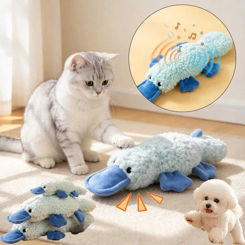 Pet Plush Chew Toy Interactive Soft Bite Playing Teasing Kitten Toy Simulation Duck Plush Dog Toys with Sound Pet Cat Toy