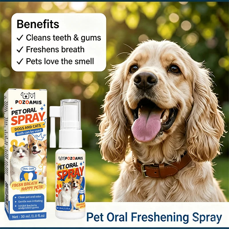 Pet Oral Spray: Freshens Breath, Gentle and Non-Irritating. A Dental Cleaning and Care Spray for Dogs and Cats.