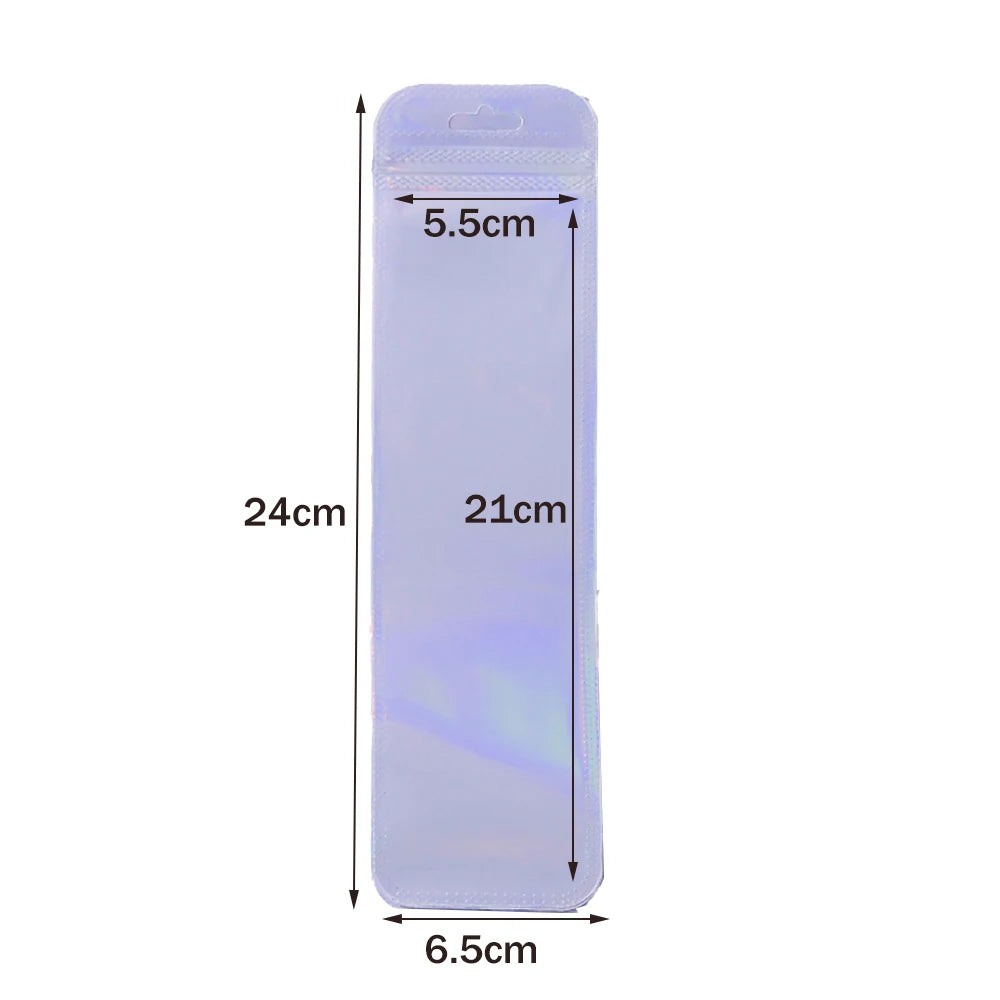 50pcs Holographic Zipper Small Jewelry Bag Pouch For Bead Earring Food Storage Small Business Entrepreneurship Packaging Display