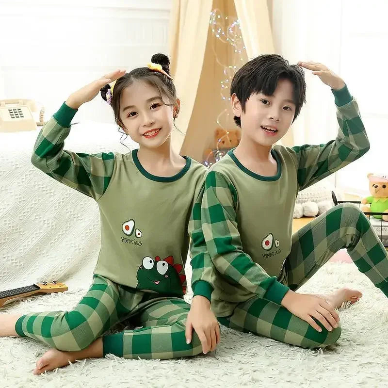 Kids Pajamas for Boys 2 3 4 5 6 7 8 9 10 11 12 14 Years Cotton Sleepwear Set Dinosaur Pyjamas Green Children Pijamas Clothing