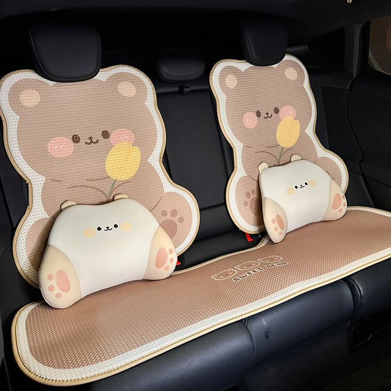 Cute Cartoon Women's Car Seat Cover Universal Auto Interior Accessories Fashion Anti Slip Breathable Girl Car Cushion Cover