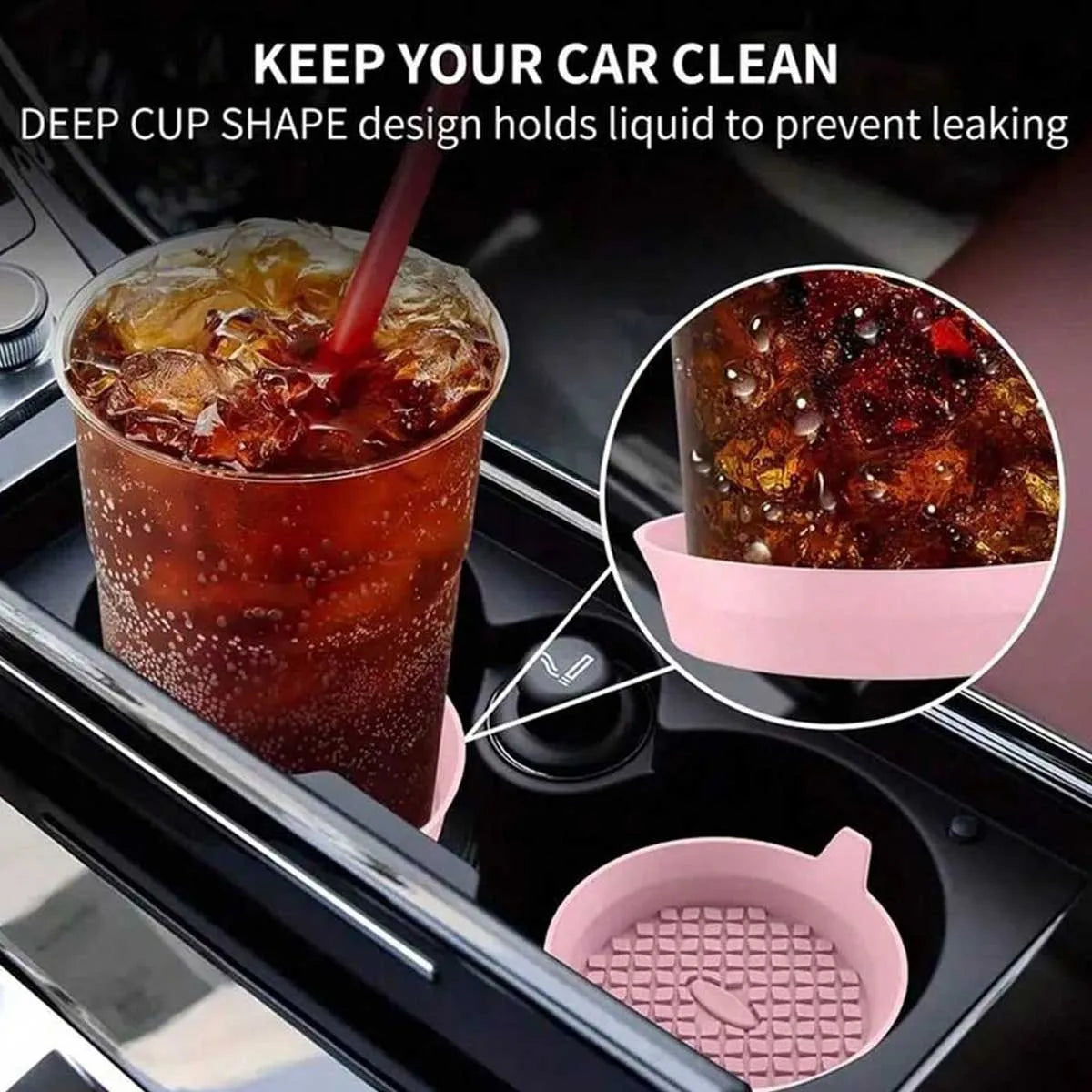 Car Coaster, Silicone Car Coaster - Universal Anti-Slip Recessed Car Interior Accessories - Car Cup Holder Plug-In Coaster