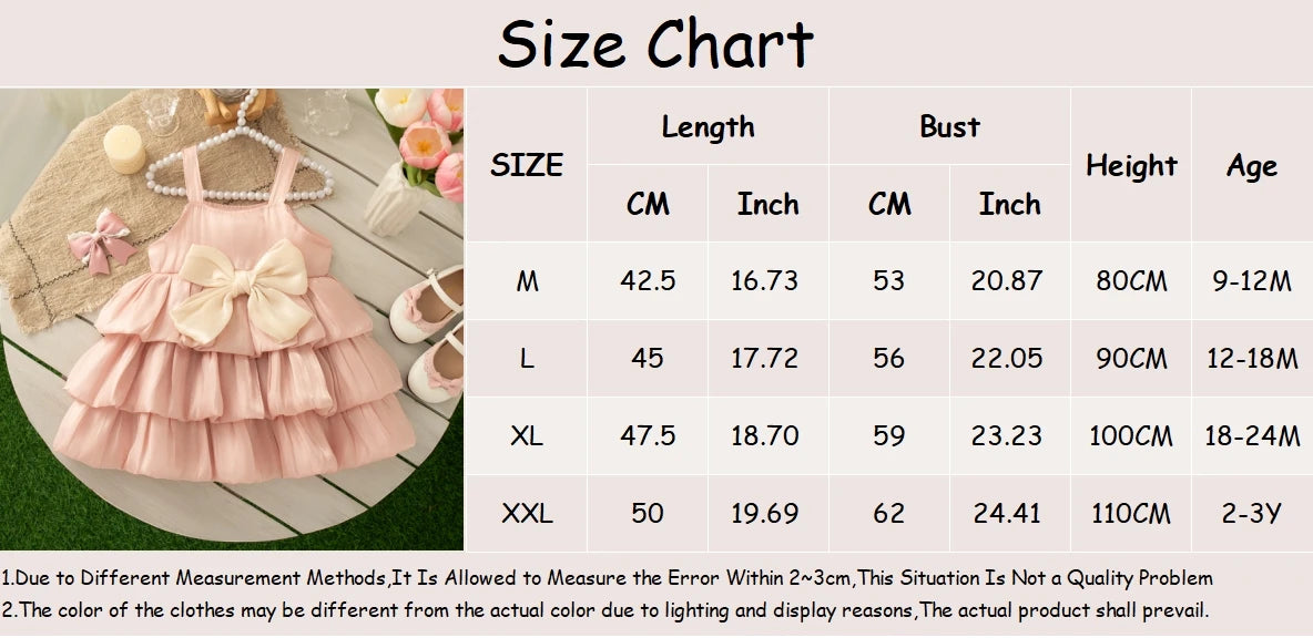 Girls Dresses Summer Bow Multi-Layer Mesh Halter Baby Girl Dresses Cute Birthday Party Dresses Baby Dresses Baby Girl Clothing