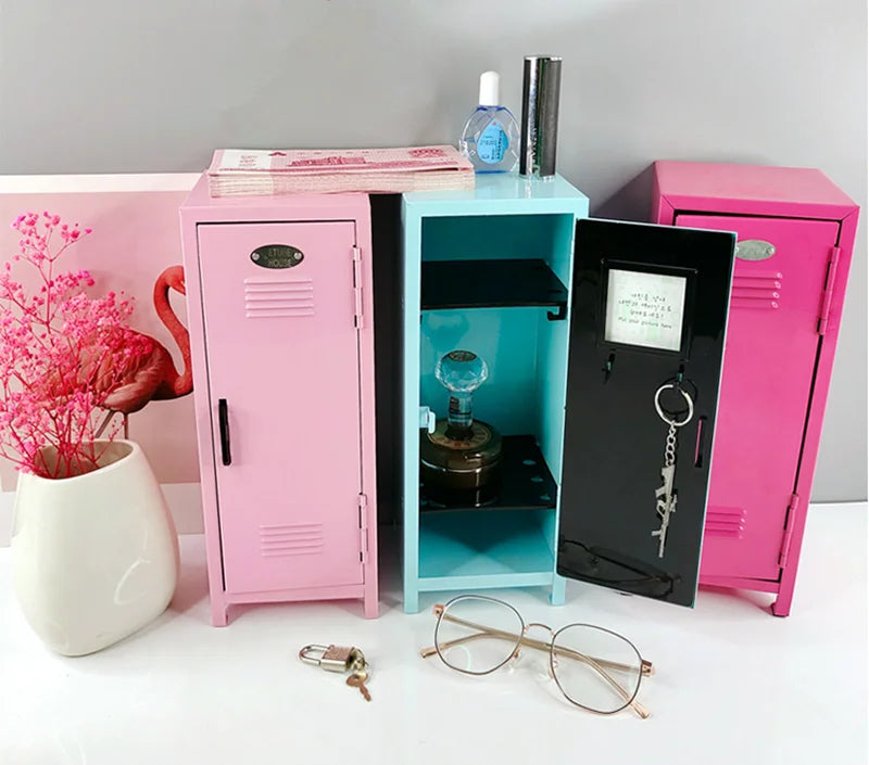 Iron Storage Box Dormitory Storage Cosmetics Paper Money Keys Bank Cards and Other Desktop Small Items Mini Locker Cabinet