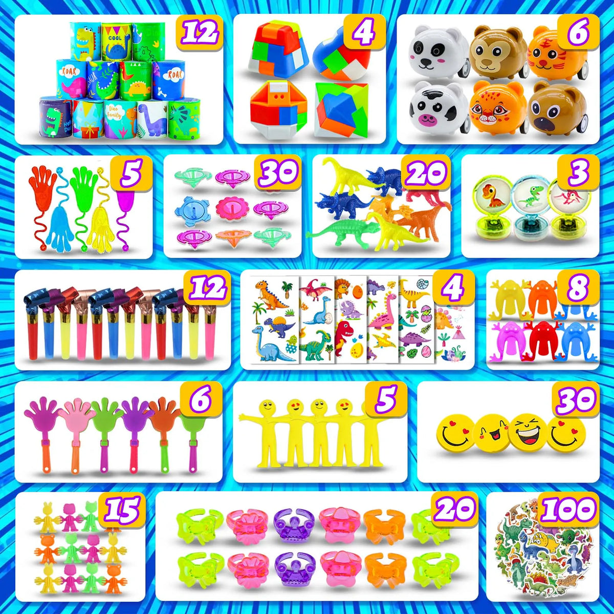 Kids Fidget Toys Party Favors Pack - Sensory Set Gifts with Stickers Goodie Bag Fillers Treasure Box Classroom Prizes for School