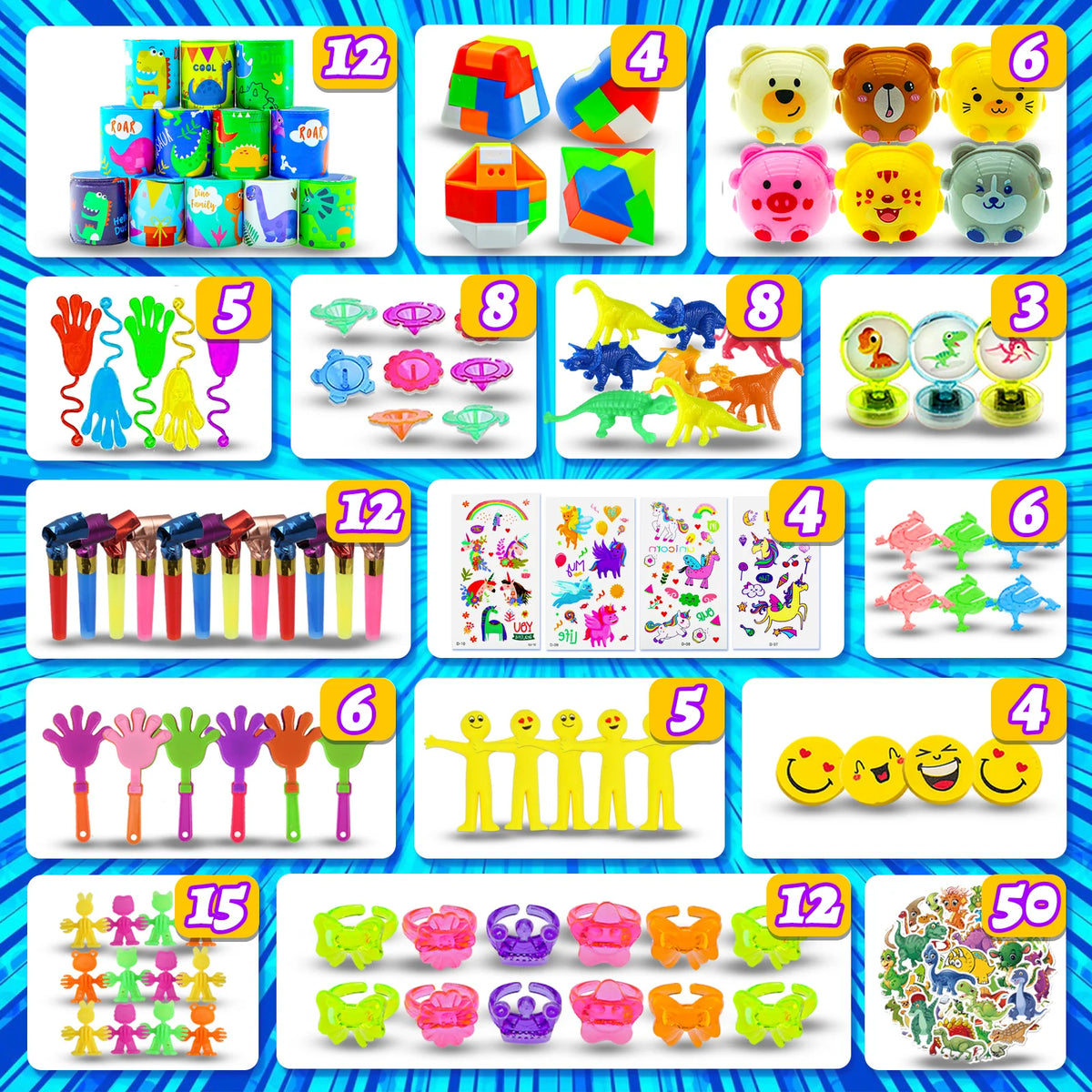 Kids Fidget Toys Party Favors Pack - Sensory Set Gifts with Stickers Goodie Bag Fillers Treasure Box Classroom Prizes for School