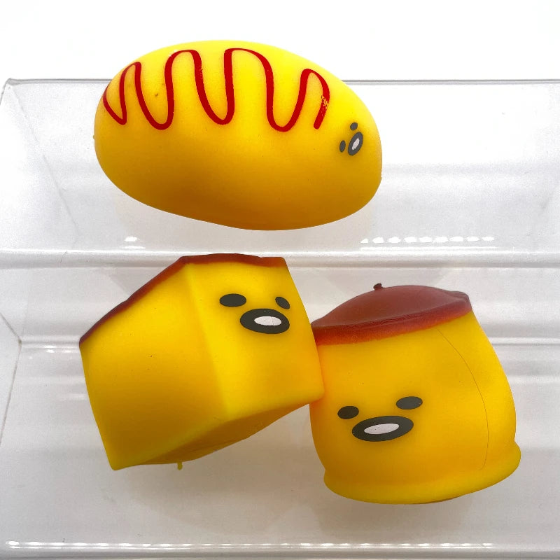 Squsihy Taba Fluid Printed Caramel Pudding Squeeze Toy Egg-shaped Squishy Toy Cute Slow-Rebound Egg Stress Relief Fidget Toy