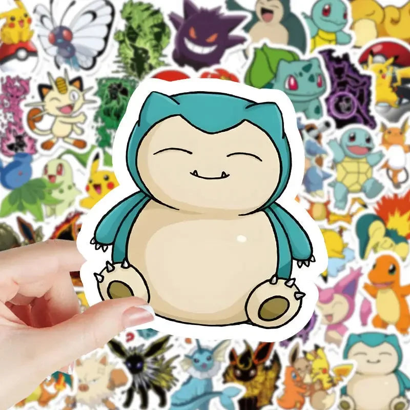100pcs Kawaii Anime Pokemon Stickers Cute Pikachu Eevee Cartoon Decals Laptop Scrapbook Phone Classic Kids Sticker Toy