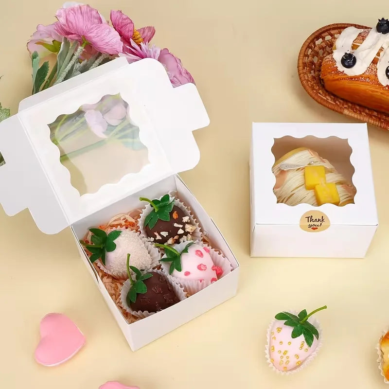 10-Pack Gift Boxes with Windows – Suitable for Cupcakes, Donuts, Treats, and Candy – Sturdy Paper Boxes for Pastries and Cookies