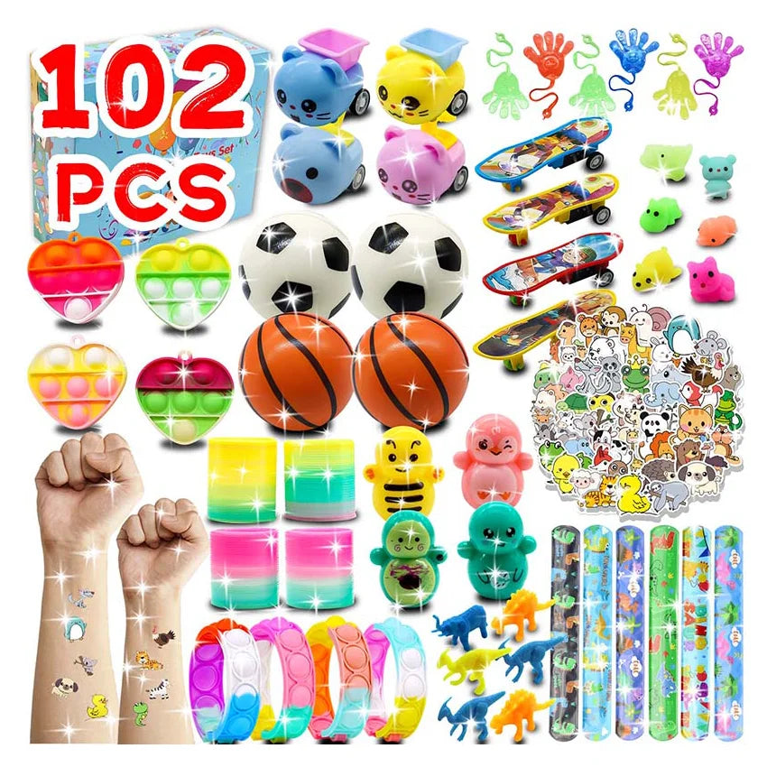 Kids Fidget Toys Party Favors Pack - Sensory Set Gifts with Stickers Goodie Bag Fillers Treasure Box Classroom Prizes for School