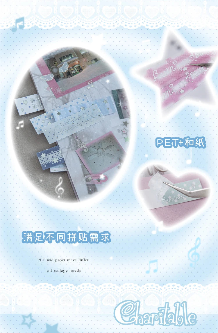 40pcs Plain Island Series Kawaii Basic Versatile Dual Material Hot Silver Stickers DIY Scrapbook Aesthetic Stationery Stickers
