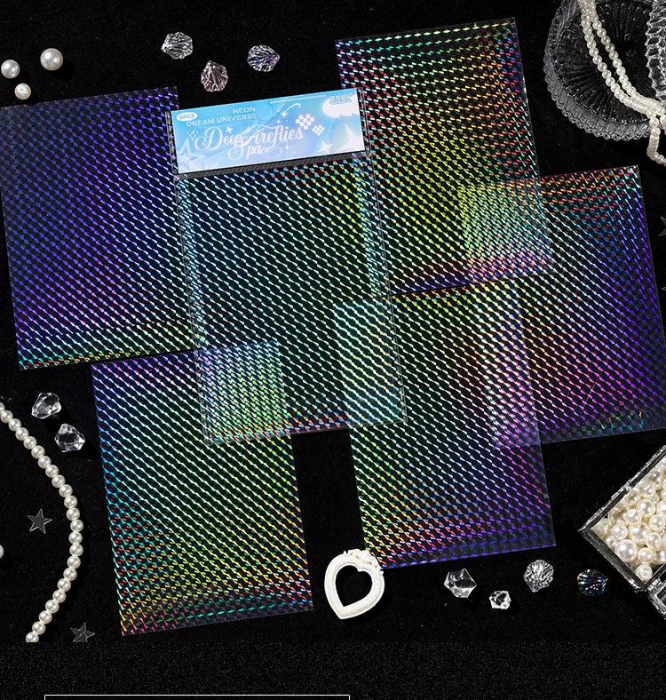 6sheets Neon Cosmos Series Ins Laser Flash Film PET Sticker DIY Scrapbooking Decorative Aesthetic Stationery Sticker