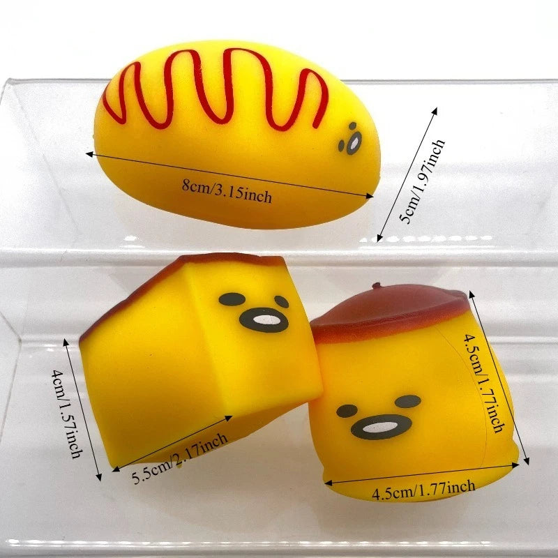Squsihy Taba Fluid Printed Caramel Pudding Squeeze Toy Egg-shaped Squishy Toy Cute Slow-Rebound Egg Stress Relief Fidget Toy