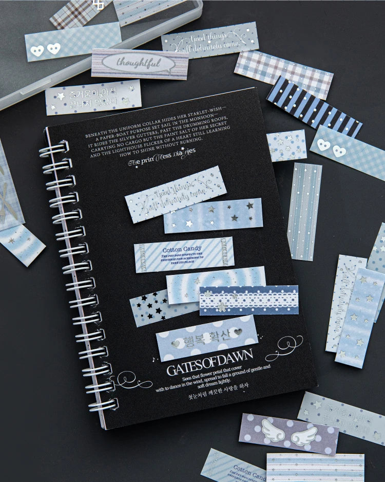 40pcs Plain Island Series Kawaii Basic Versatile Dual Material Hot Silver Stickers DIY Scrapbook Aesthetic Stationery Stickers