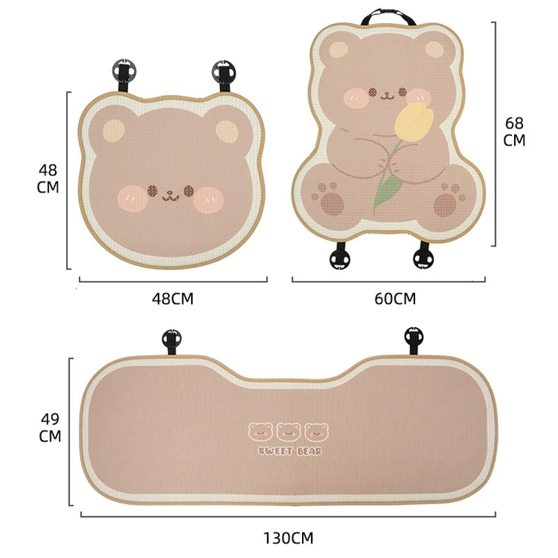 Cute Cartoon Women's Car Seat Cover Universal Auto Interior Accessories Fashion Anti Slip Breathable Girl Car Cushion Cover