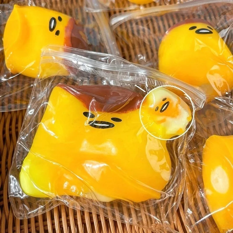 Squsihy Taba Fluid Printed Caramel Pudding Squeeze Toy Egg-shaped Squishy Toy Cute Slow-Rebound Egg Stress Relief Fidget Toy