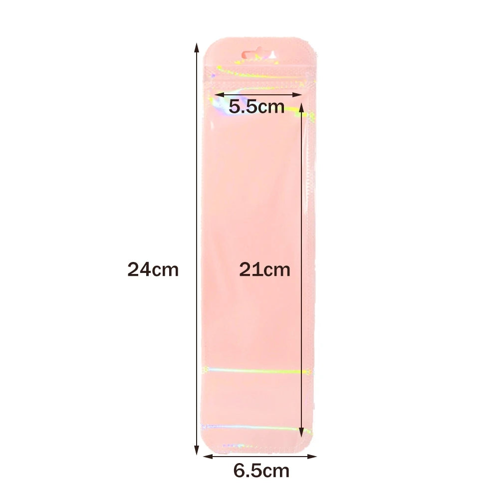 50pcs Holographic Zipper Small Jewelry Bag Pouch For Bead Earring Food Storage Small Business Entrepreneurship Packaging Display